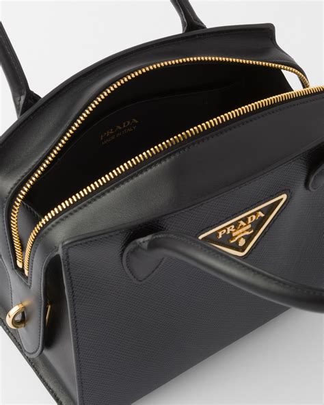 prada leather black bag|Prada saffiano leather odette bag.